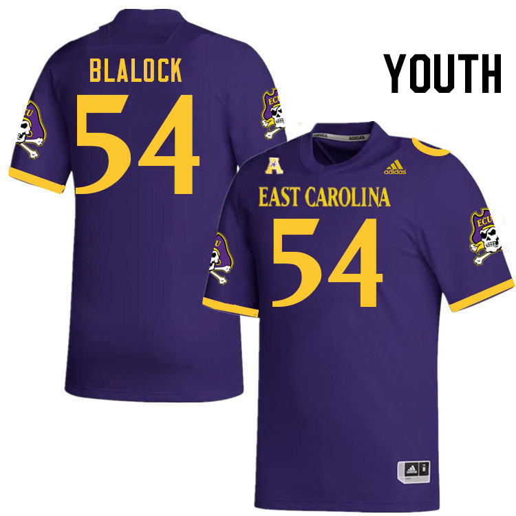 Youth #54 Brady Blalock ECU Pirates College Football Jerseys Stitched Sale-Purple